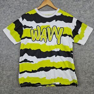 Evolution In‎ Design Multicolor WAVY Tee T-Shirt Size LG Textured 100% Cotton
